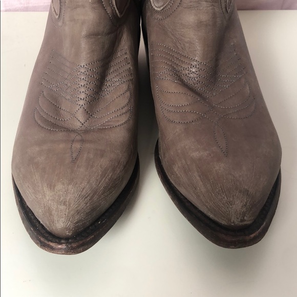 Frye Gray Leather Ankle Cowboy Boots - Picture 3 of 4